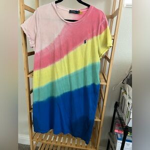 Ralph Lauren Polo Rainbow Striped T-Shirt Dress